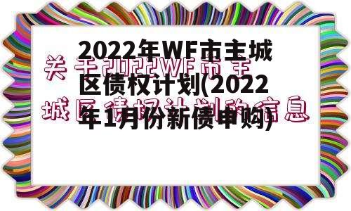 2022年WF市主城区债权计划(2022年1月份新债申购)