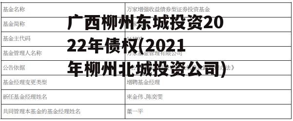 广西柳州东城投资2022年债权(2021年柳州北城投资公司)