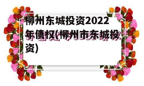 柳州东城投资2022年债权(柳州市东城投资)