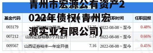 青州市宏源公有资产2022年债权(青州宏源实业有限公司)