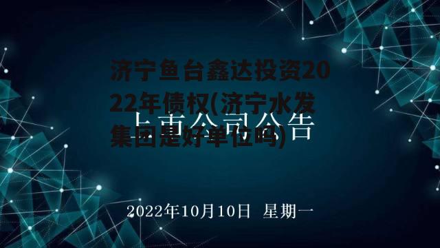 济宁鱼台鑫达投资2022年债权(济宁水发集团是好单位吗)